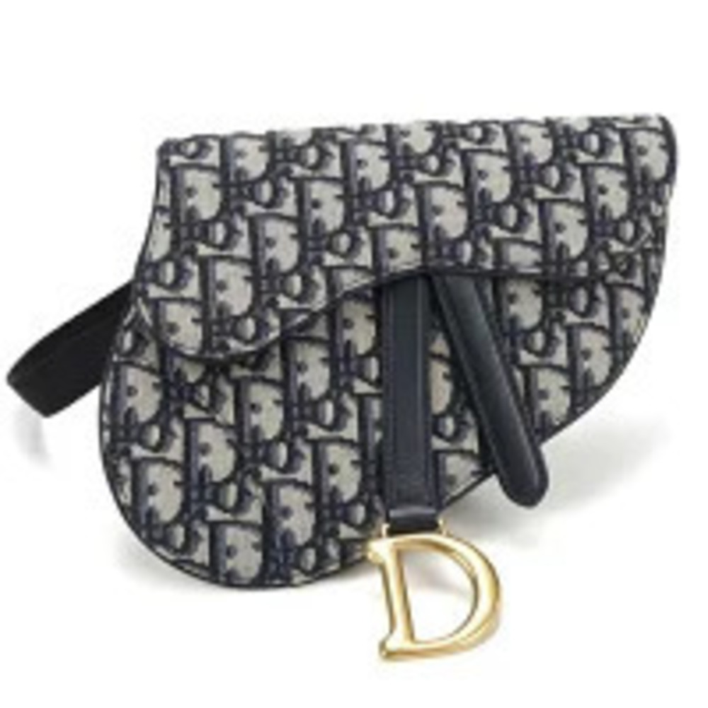 Christian Dior Shoulder Bag Saddle Belt Navy Blue Crossbody